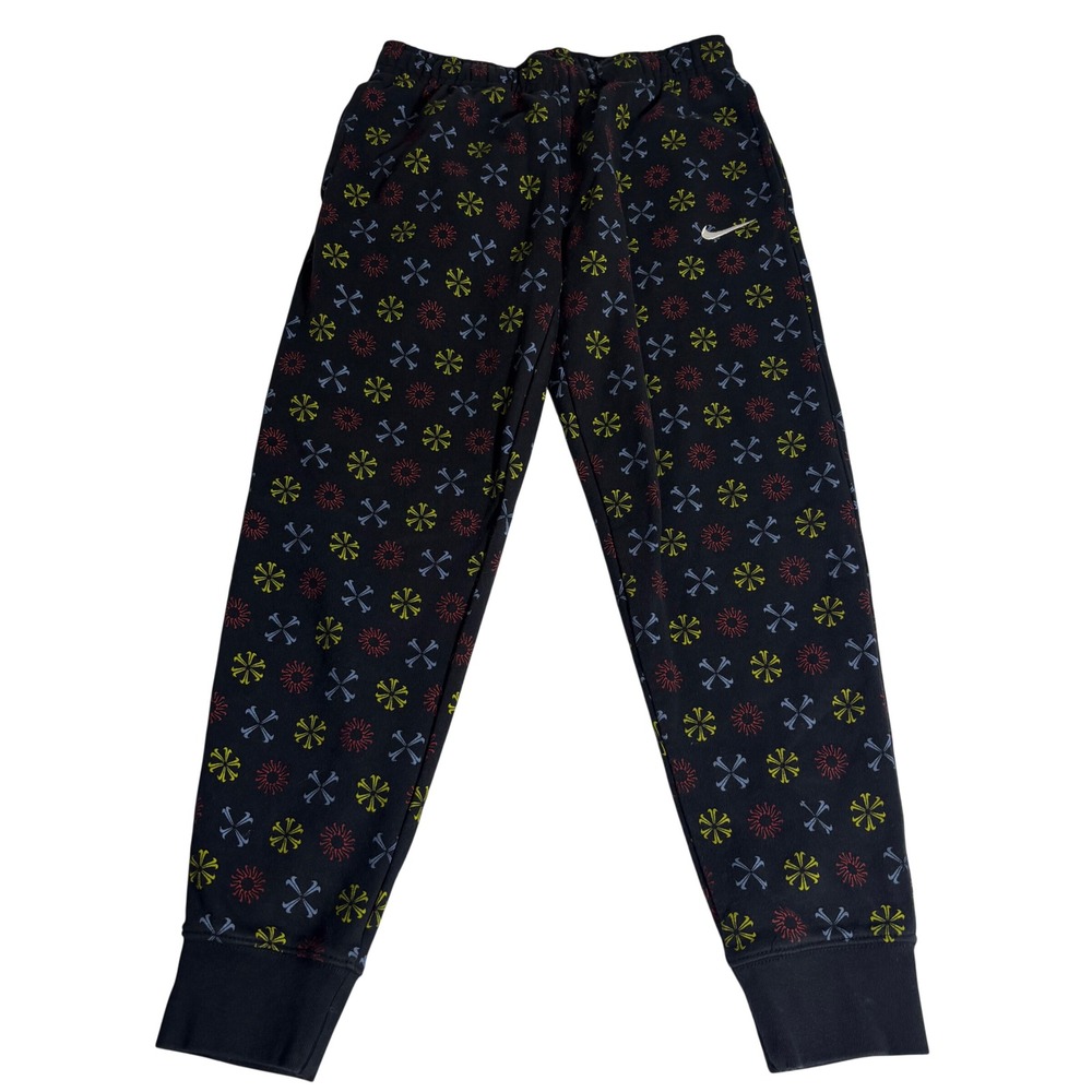 Nike Mens Sportswear Jogger Sweatpants Black All Over Print Fleece Pants Small